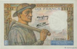 10 Francs MINEUR FRANCE  1944 F.08.10
