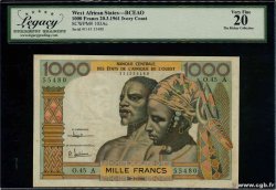 1000 Francs ESTADOS DEL OESTE AFRICANO  1961 P.103Ac BC