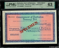50000 Dollars Spécimen BARBADOS  1980 P.- SC+