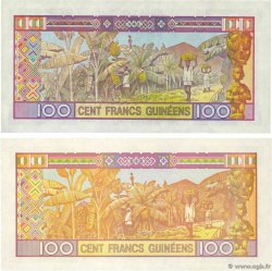 100 Francs Guinéens Lot GUINÉE  1985 P.30a et P.35b pr.NEUF