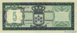 5 Gulden NETHERLANDS ANTILLES  1967 P.08a SC+
