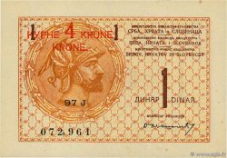 4 Kronen sur 1 Dinar JUGOSLAWIEN  1919 P.015a fST+