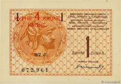 4 Kronen sur 1 Dinar YUGOSLAVIA  1919 P.015a SC+