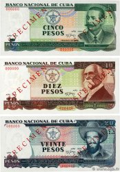 5, 10, 20 Pesos Spécimen CUBA  1990 P.108s au P.110s NEUF