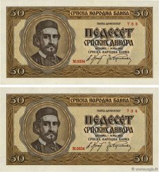 50 Dinara Consécutifs SERBIA  1942 P.29 UNC-