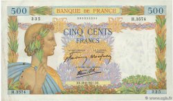 500 Francs LA PAIX FRANKREICH  1941 F.32.21 fVZ