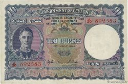 10 Rupees CEYLON  1944 P.036Aa fVZ