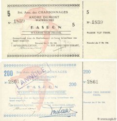 5 et 200 Frank Lot BELGIO Waterschei 1940 P.- AU