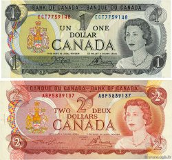 1 et 2 Dollars Lot KANADA  1973 P.085c et P.086a SS to VZ