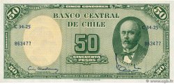 5 Centesimos sur 50 Pesos CHILE  1960 P.126b UNC