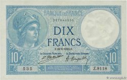 10 Francs MINERVE FRANCE  1922 F.06.06 SUP