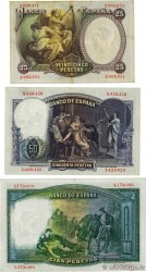 25, 50 et 100 Pesetas Lot ESPAGNE  1931 P.081, P.082 et P.083 TTB