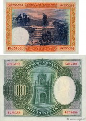 100 et 1000 Pesetas Lot SPAGNA  1925 P.069c et P.070c SPL+