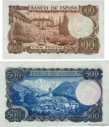 100 et 500 Pesetas Lot ESPAGNE  1970 P.152a et P.153a pr.SPL