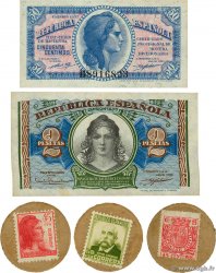 15, 45, 50, 60 Centimos et 2 Pesetas Lot ESPAGNE  1938 P.093, P.095 et P.096var