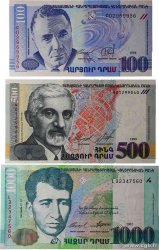 100, 500 et 1000 Dram Lot ARMENIA  1998 P.42, P.44 et P.50a UNC-