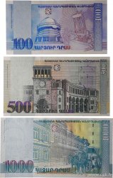 100, 500 et 1000 Dram Lot ARMENIA  1998 P.42, P.44 et P.50a UNC-