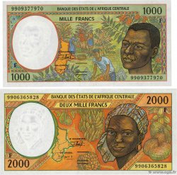 1000 et 2000 Francs Lot CENTRAL AFRICAN STATES  1999 P.302Ff et P.303Ff AU+