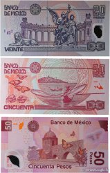 20 et 50 Pesos Lot MEXIQUE  2003 P.116d, P.117c et P.123b NEUF