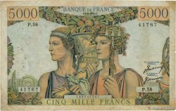 5000 Francs TERRE ET MER FRANCE  1951 F.48.04 VG