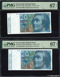 20 Francs Lot SWITZERLAND  1981 P.55c et 55d UNC