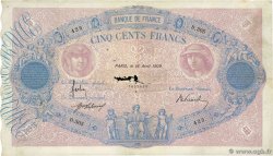500 Francs BLEU ET ROSE FRANCE  1909 F.30.17 TB+