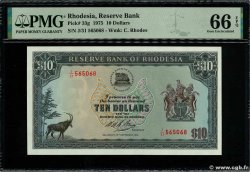 10 Dollars RHODESIA  1975 P.33g UNC
