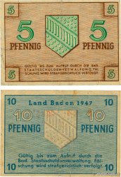 5 Pfennig Lot ALLEMAGNE Baden 1947 PS.1001a et PS.1002a TB+