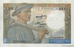10 Francs MINEUR FRANCIA  1949 F.08.22a MBC