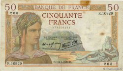 50 Francs CÉRÈS modifié FRANCIA  1939 F.18.30