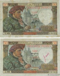 50 Francs JACQUES CŒUR Lot FRANCE  1942 F.19.20