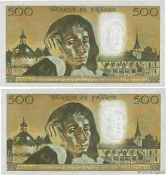 500 Francs PASCAL Consécutifs FRANCE  1973 F.71.09 AU-