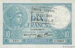 10 Francs MINERVE modifié Annulé FRANCE  1939 F.07.12 pr.SUP
