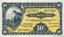 10 Shillings GIBRALTAR  1958 P.17 pr.SUP