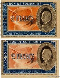 2 Francs BON DE SOLIDARITÉ Lot FRANCE regionalismo e varie  1941 KL.03D
