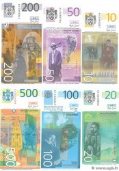 10 au 500 Dinara Lot SERBIE  2003 P.40 au 42, P.46, P.47 et P.51 pr.NEUF