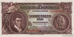 20 Pesos Oro KOLUMBIEN  1953 P.401a fST+