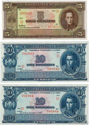 5 et 10 Bolivianos Lot BOLIVIEN  1945 P.138d et P.139d ST