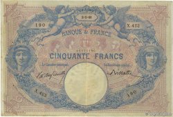 50 Francs BLEU ET ROSE FRANKREICH  1891 F.14.03 fSS