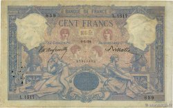 100 Francs BLEU ET ROSE FRANKREICH  1894 F.21.07 S