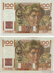 100 Francs JEUNE PAYSAN Lot FRANCE  1952 F.28.33 TTB