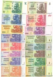 5 dollars à 50 Billions Dollars Lot ZIMBABWE  2007 P.66 à P.71, P.75, P.76, .79 à P.83, P.85 à P.87 NEUF