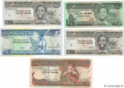 1, 5 et 10 Birr Lot ETHIOPIA  1976 P.30b, P.46c, P.46d, P.47c et P.48c UNC