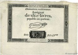 10 Livres filigrane royal FRANCE  1792 Ass.36a