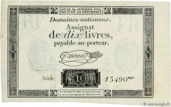 10 Livres filigrane républicain  FRANCE  1792 Ass.36c