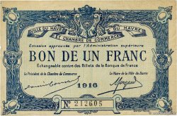 1 Franc FRANCE regionalism and various Le Havre 1916 JP.068.15