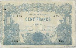 100 Francs type 1862 - Bleu à indices Noirs FRANCE  1871 F.A39.07 F+