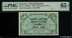 1/2 Deutsche Mark GERMAN FEDERAL REPUBLIC  1948 P.01a FDC