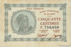 50 Centimes MINES DOMANIALES DE LA SARRE FRANKREICH  1920 VF.50.03 VZ+