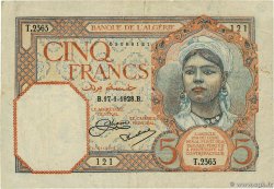 5 Francs ALGÉRIE  1928 P.077